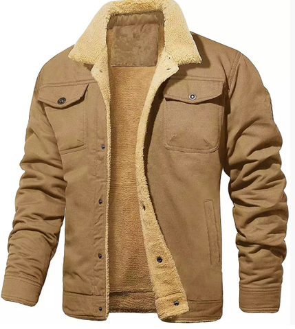 VogeLuxe | Men’s Shearling-Lined Snap-Front Trucker Jacket 0