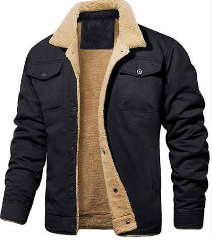 VogeLuxe | Men’s Shearling-Lined Snap-Front Trucker Jacket 6