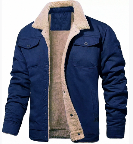 VogeLuxe | Men’s Shearling-Lined Snap-Front Trucker Jacket 7
