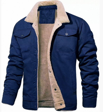 VogeLuxe | Men’s Shearling-Lined Snap-Front Trucker Jacket 7