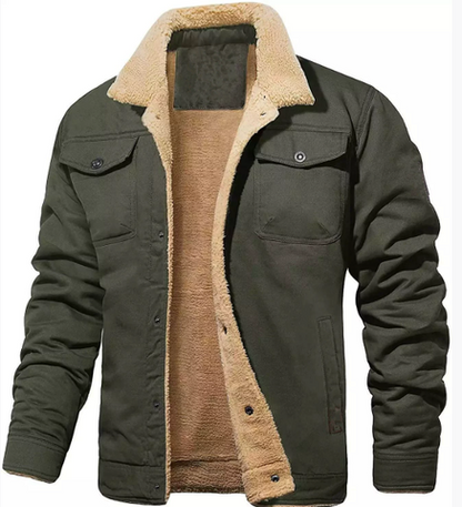 VogeLuxe | Men’s Shearling-Lined Snap-Front Trucker Jacket 9