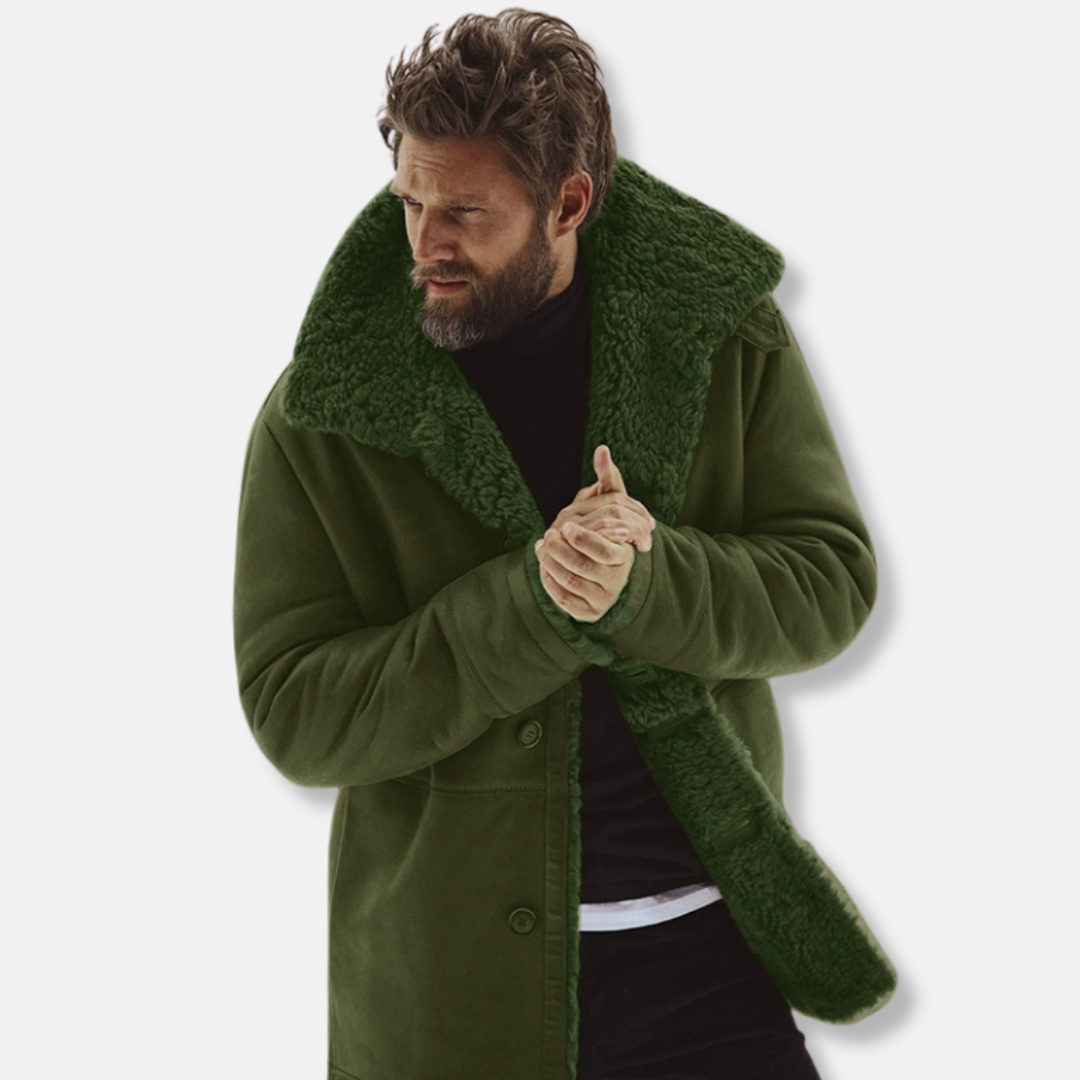 VogeLuxe | Men’s Shearling Trim Mid-Length Coat 0