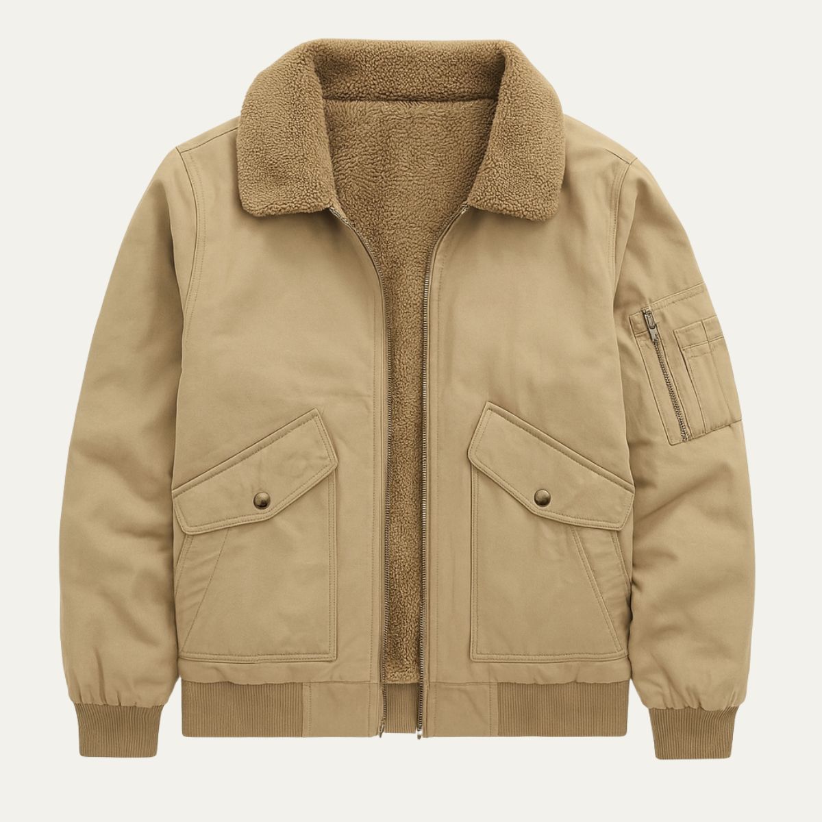 VogeLuxe | Men’s Sherpa-Lined Aviator Jacket 0