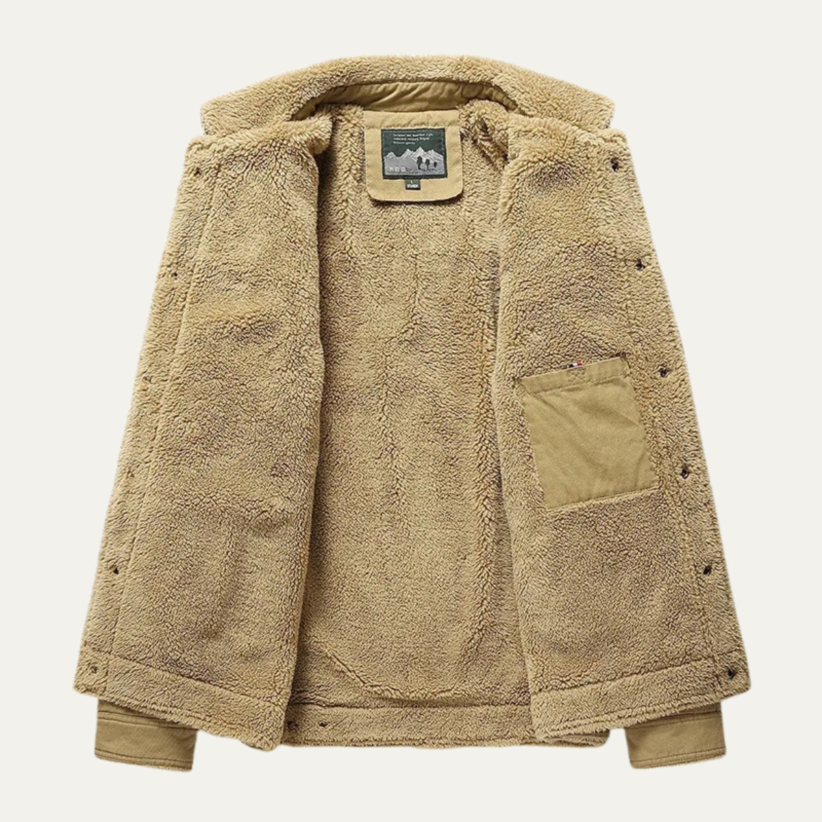 VogeLuxe | Men’s Sherpa-Lined Casual Snap Jacket with Pockets 1