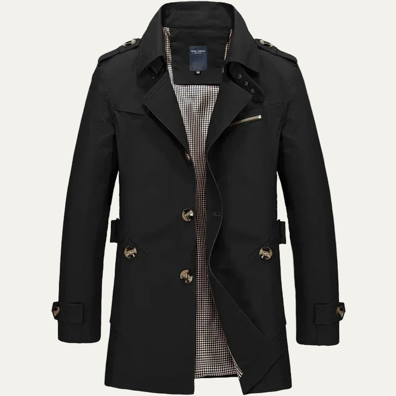 VogeLuxe | Men’s Short Classic Trench Coat 1