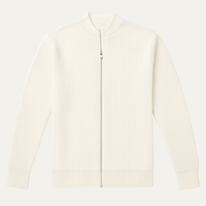 VogeLuxe | Men’s Sleek Ribbed Zip Bomber Sweater 0