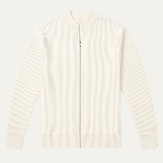 VogeLuxe | Men’s Sleek Ribbed Zip Bomber Sweater 0