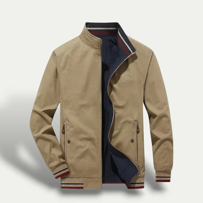 VogeLuxe | Men’s Sleek Striped-Collar Windbreaker 1