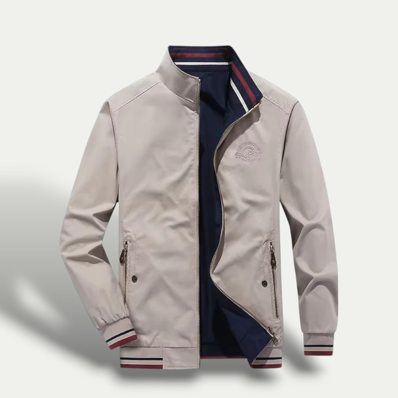 VogeLuxe | Men’s Sleek Striped-Collar Windbreaker 3