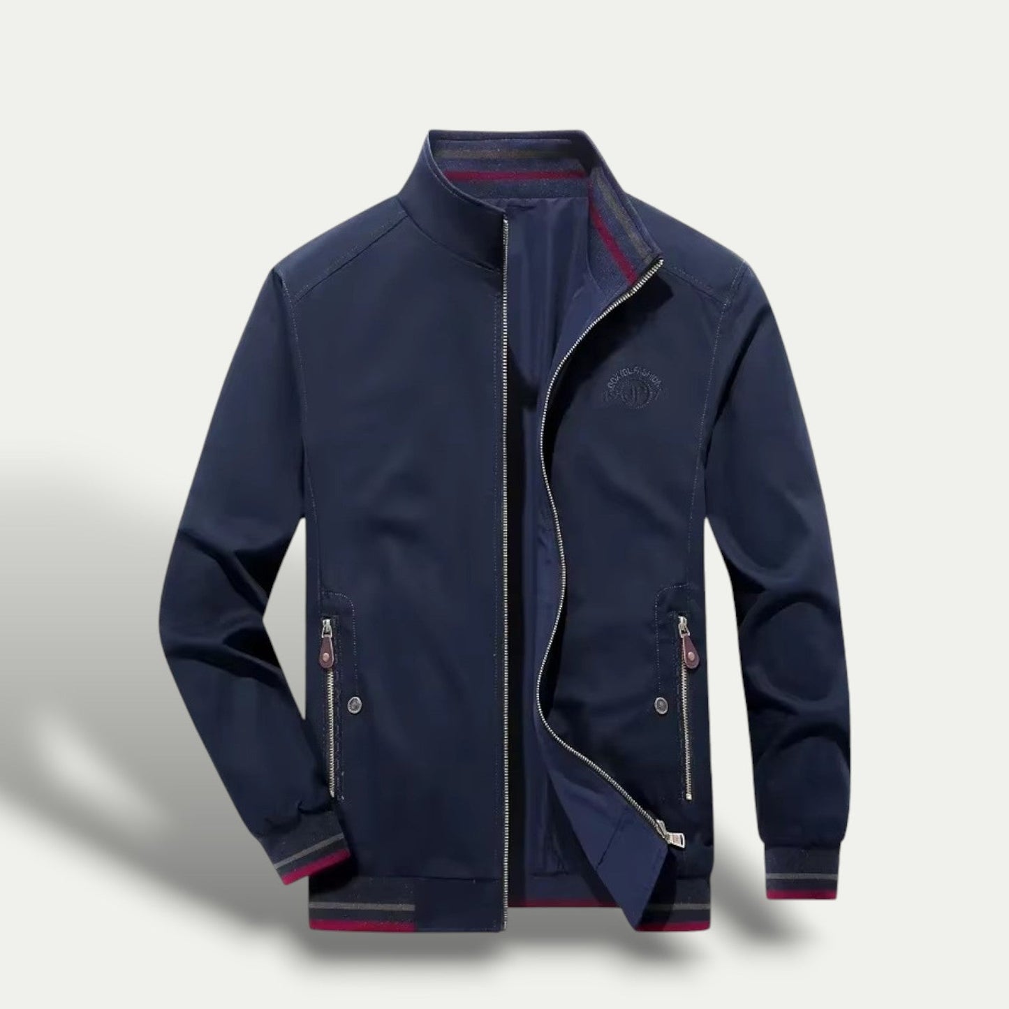 VogeLuxe | Men’s Sleek Striped-Collar Windbreaker 4