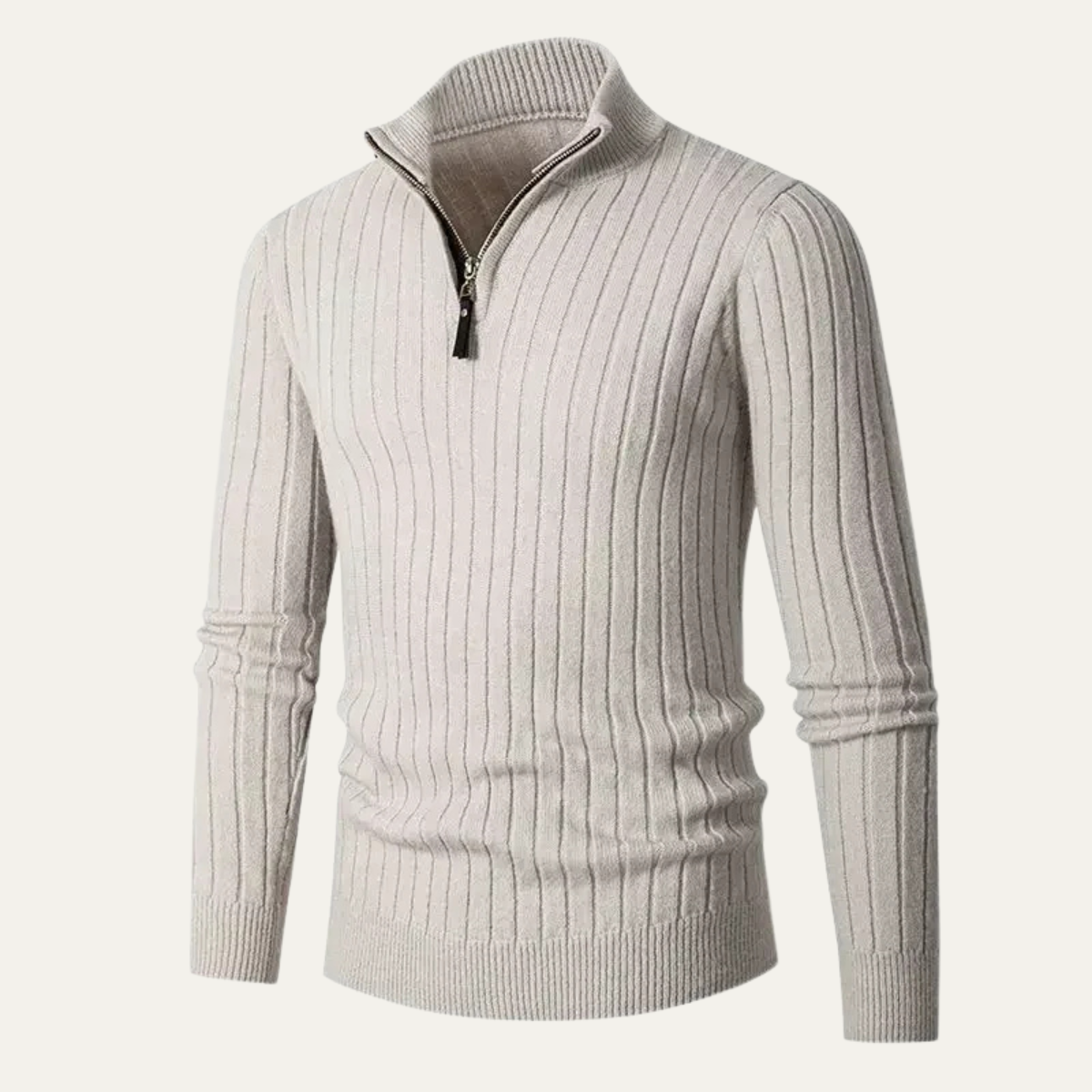 VogeLuxe | Men’s Slim-Fit Quarter-Zip Mock Neck Sweater 0