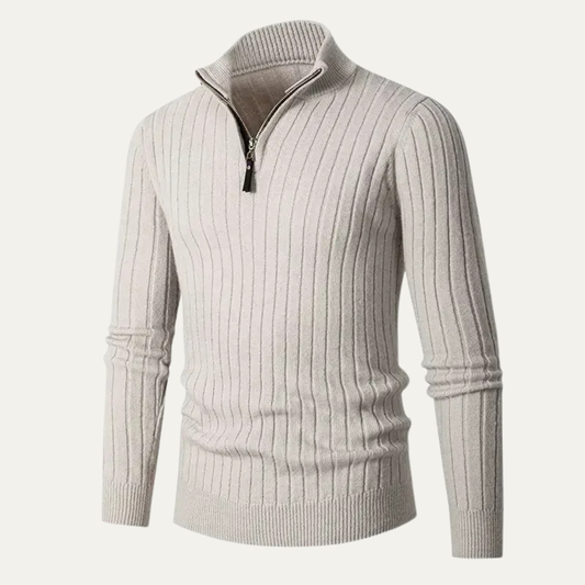 VogeLuxe | Men’s Slim-Fit Quarter-Zip Mock Neck Sweater 0
