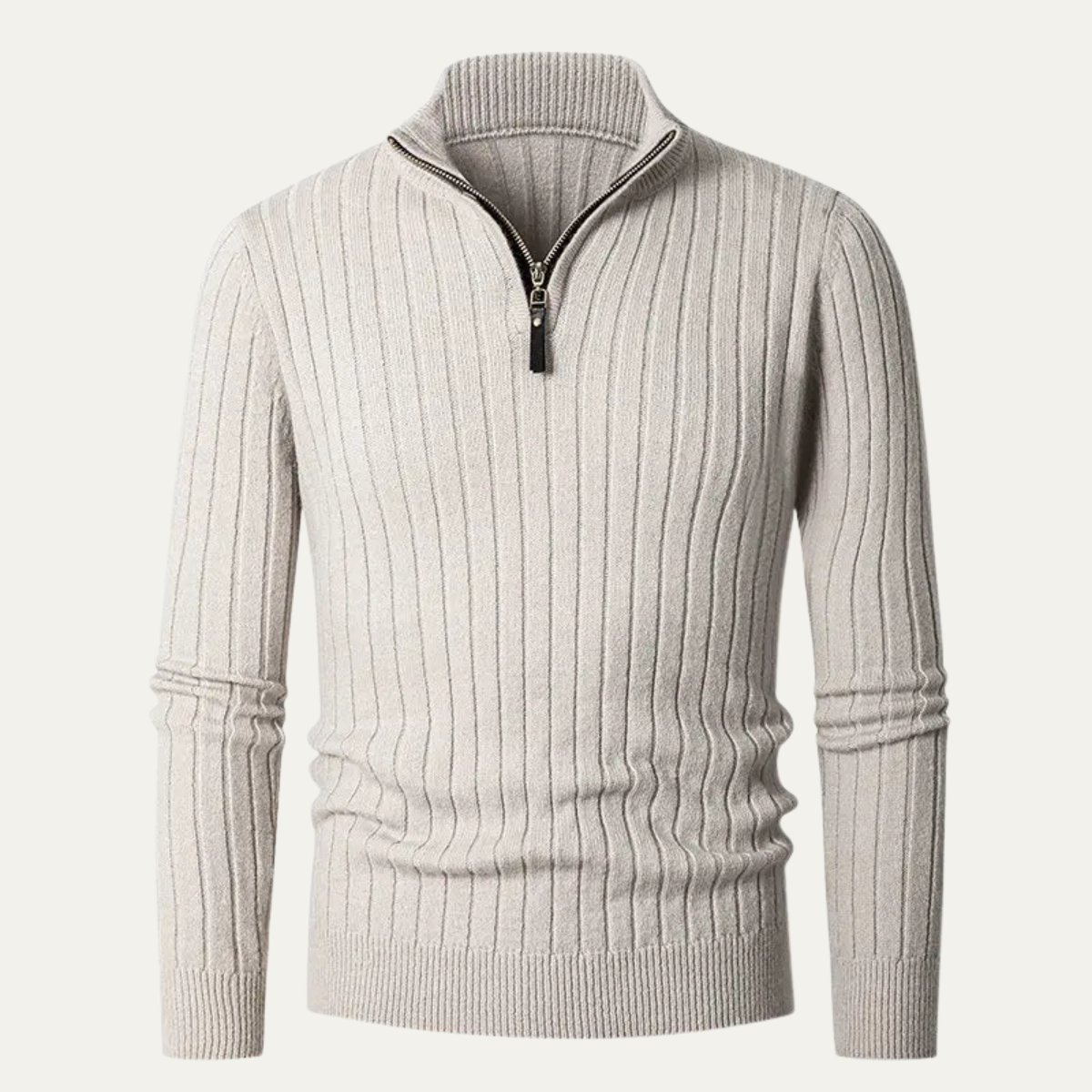 VogeLuxe | Men’s Slim-Fit Quarter-Zip Mock Neck Sweater 1