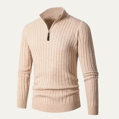 VogeLuxe | Men’s Slim-Fit Quarter-Zip Mock Neck Sweater 10