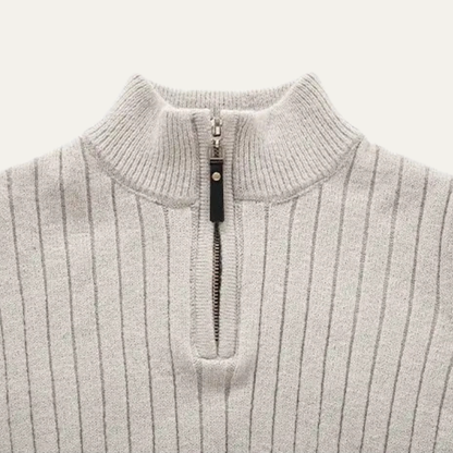 VogeLuxe | Men’s Slim-Fit Quarter-Zip Mock Neck Sweater 5