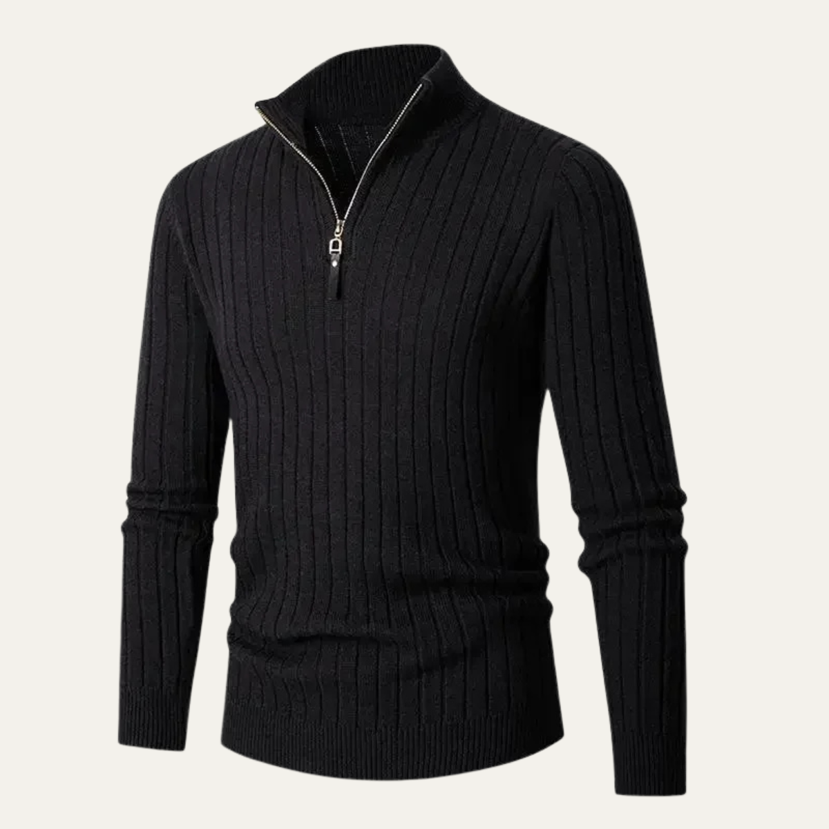 VogeLuxe | Men’s Slim-Fit Quarter-Zip Mock Neck Sweater 7