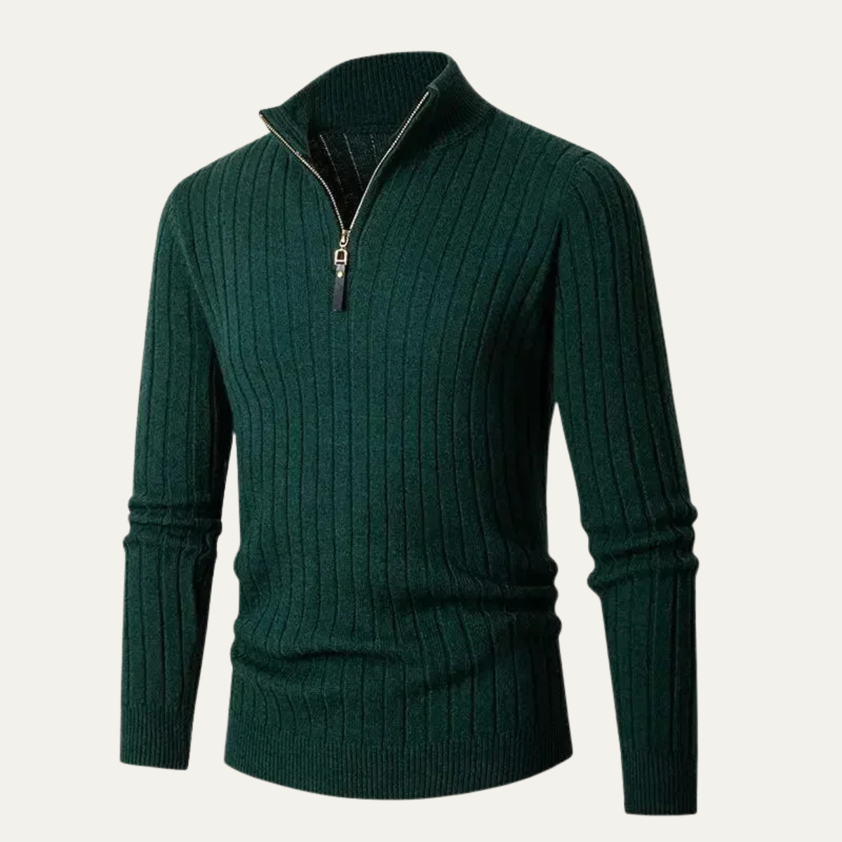 VogeLuxe | Men’s Slim-Fit Quarter-Zip Mock Neck Sweater 8