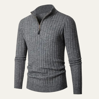 VogeLuxe | Men’s Slim-Fit Quarter-Zip Mock Neck Sweater 9