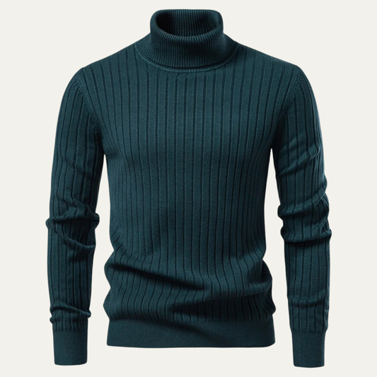 VogeLuxe | Men’s Slim-Fit Turtleneck Ribbed Sweater 0