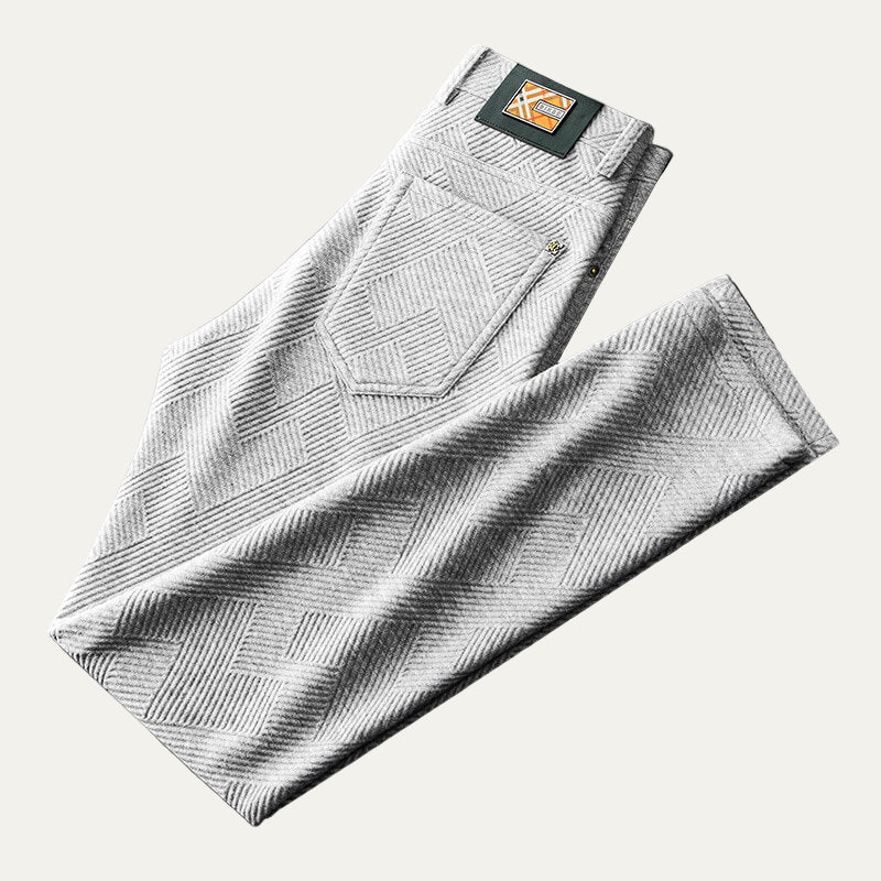 VogeLuxe | Men’s Slim-Straight Textured Trousers 1