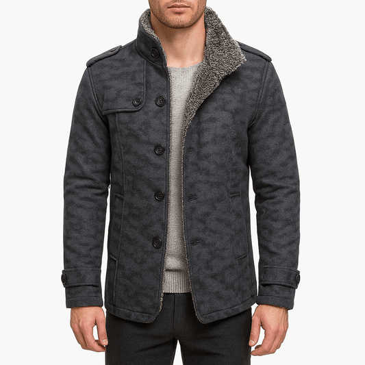 VogeLuxe | Men’s Slim Fit Leather Fleece Jacket 0