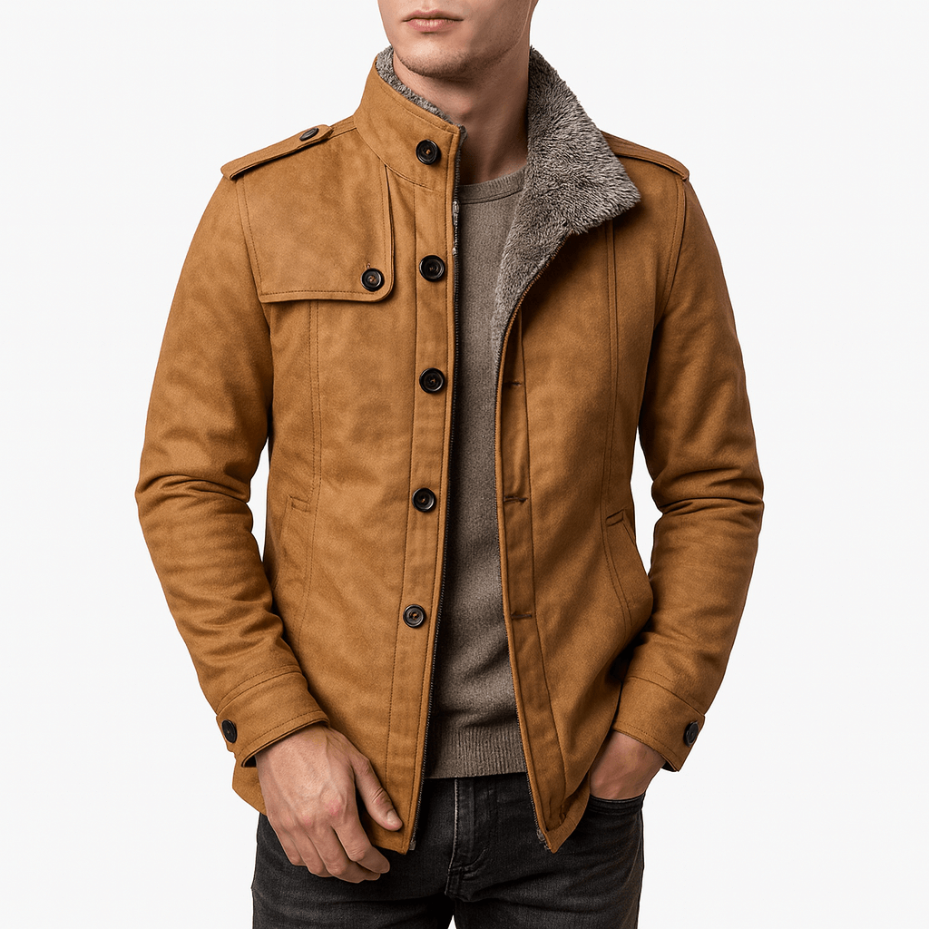 VogeLuxe | Men’s Slim Fit Leather Fleece Jacket 1