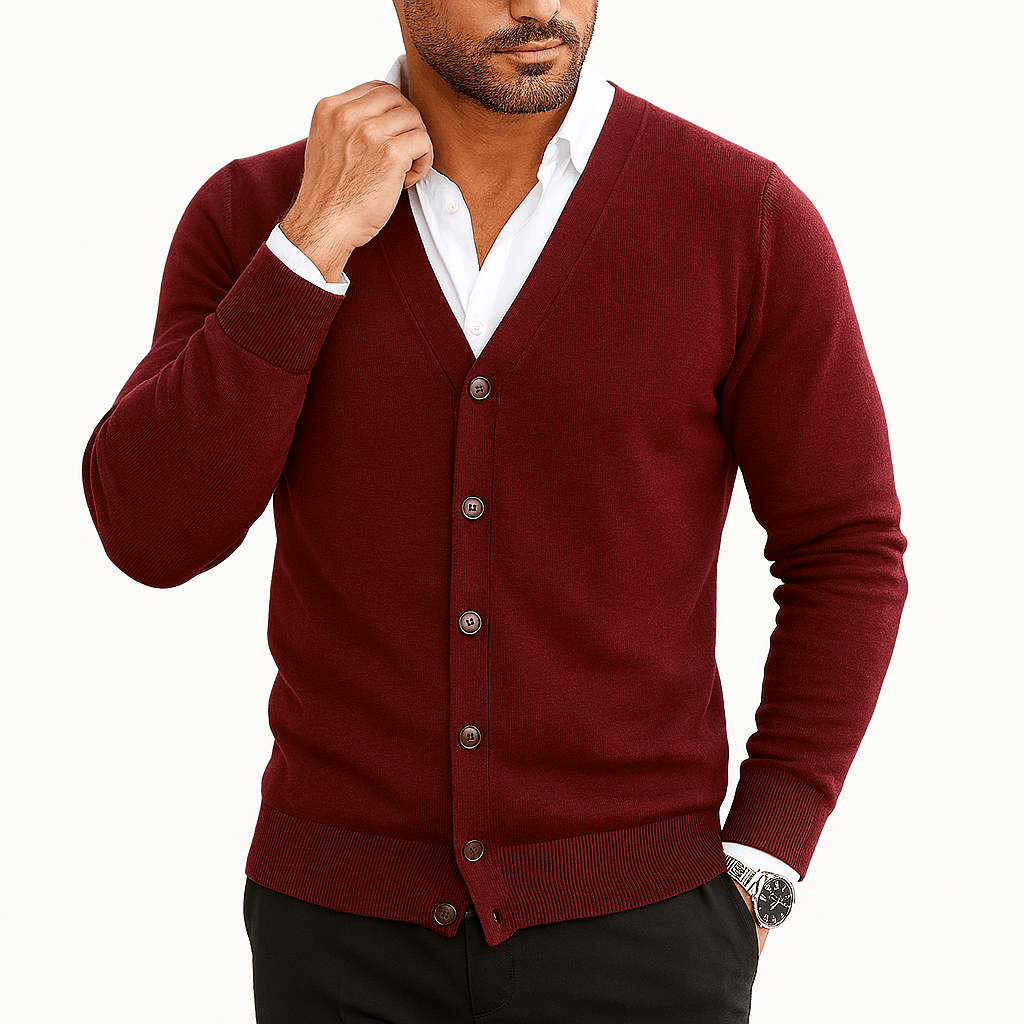 VogeLuxe | Men’s Slim Fit V-Neck Cardigan 1