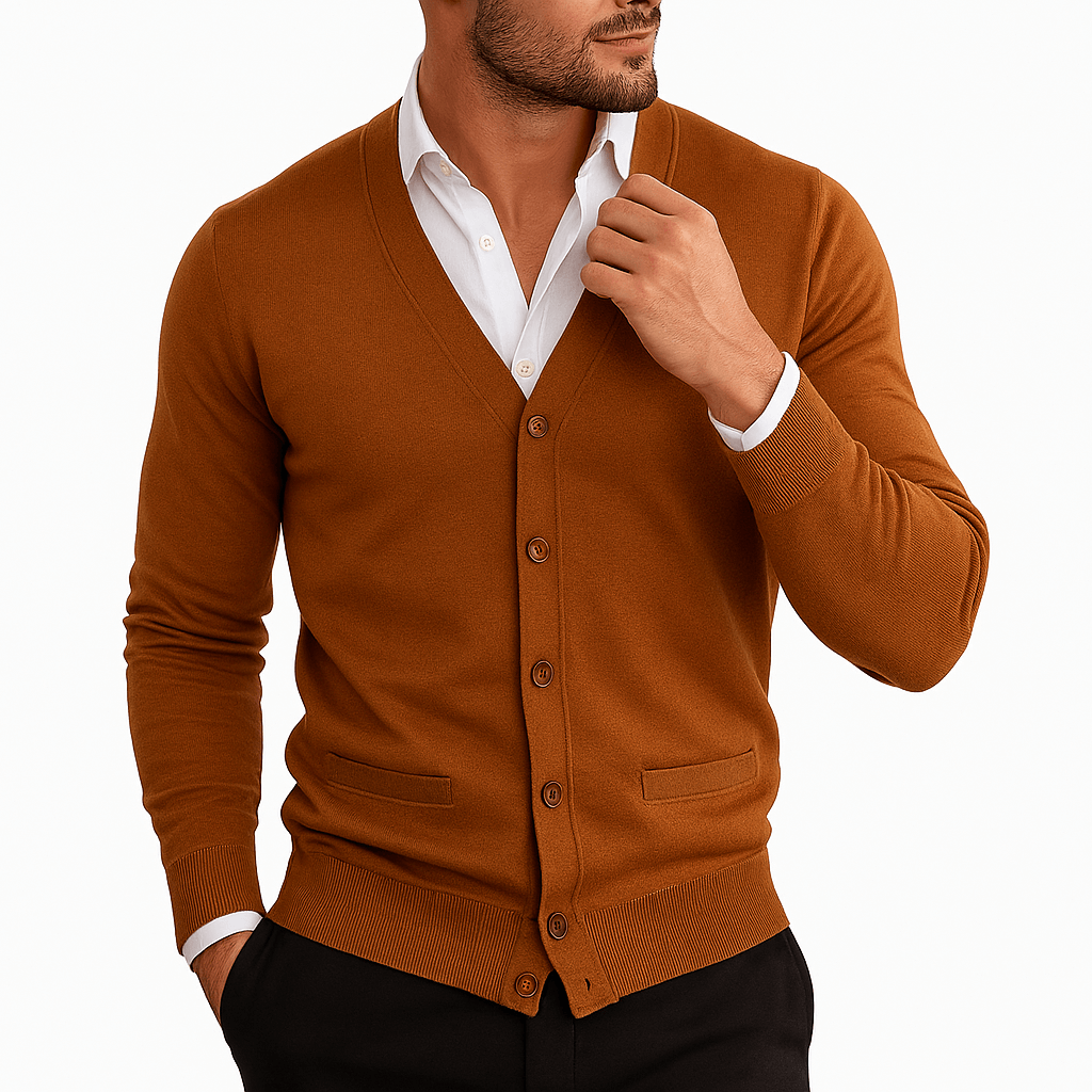 VogeLuxe | Men’s Slim Fit V-Neck Cardigan 2
