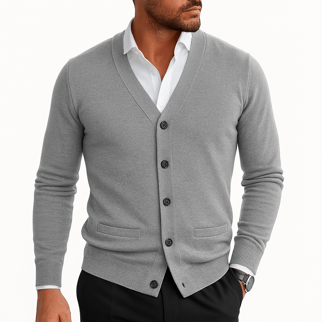 VogeLuxe | Men’s Slim Fit V-Neck Cardigan 3