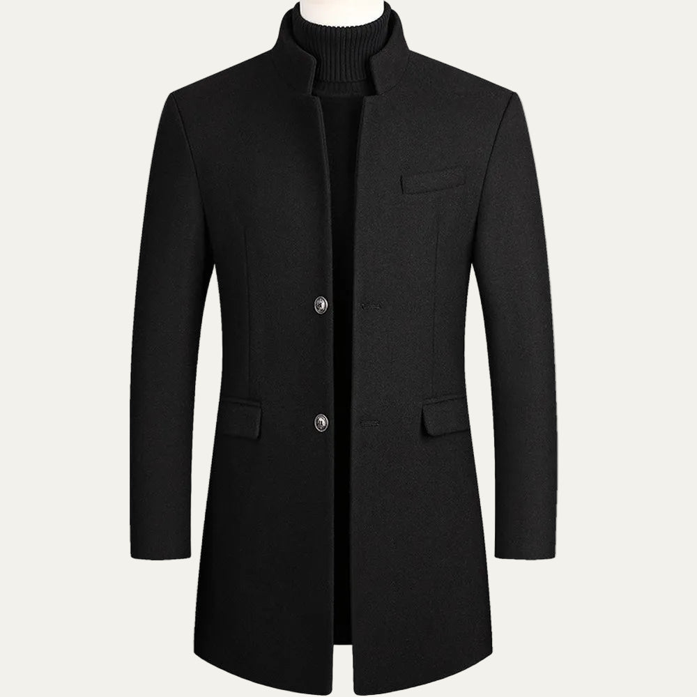 VogeLuxe | Men’s Slim Mandarin Collar Tailored Coat 0