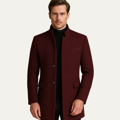 VogeLuxe | Men’s Slim Mandarin Collar Tailored Coat 1