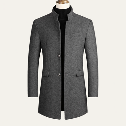 VogeLuxe | Men’s Slim Mandarin Collar Tailored Coat 3