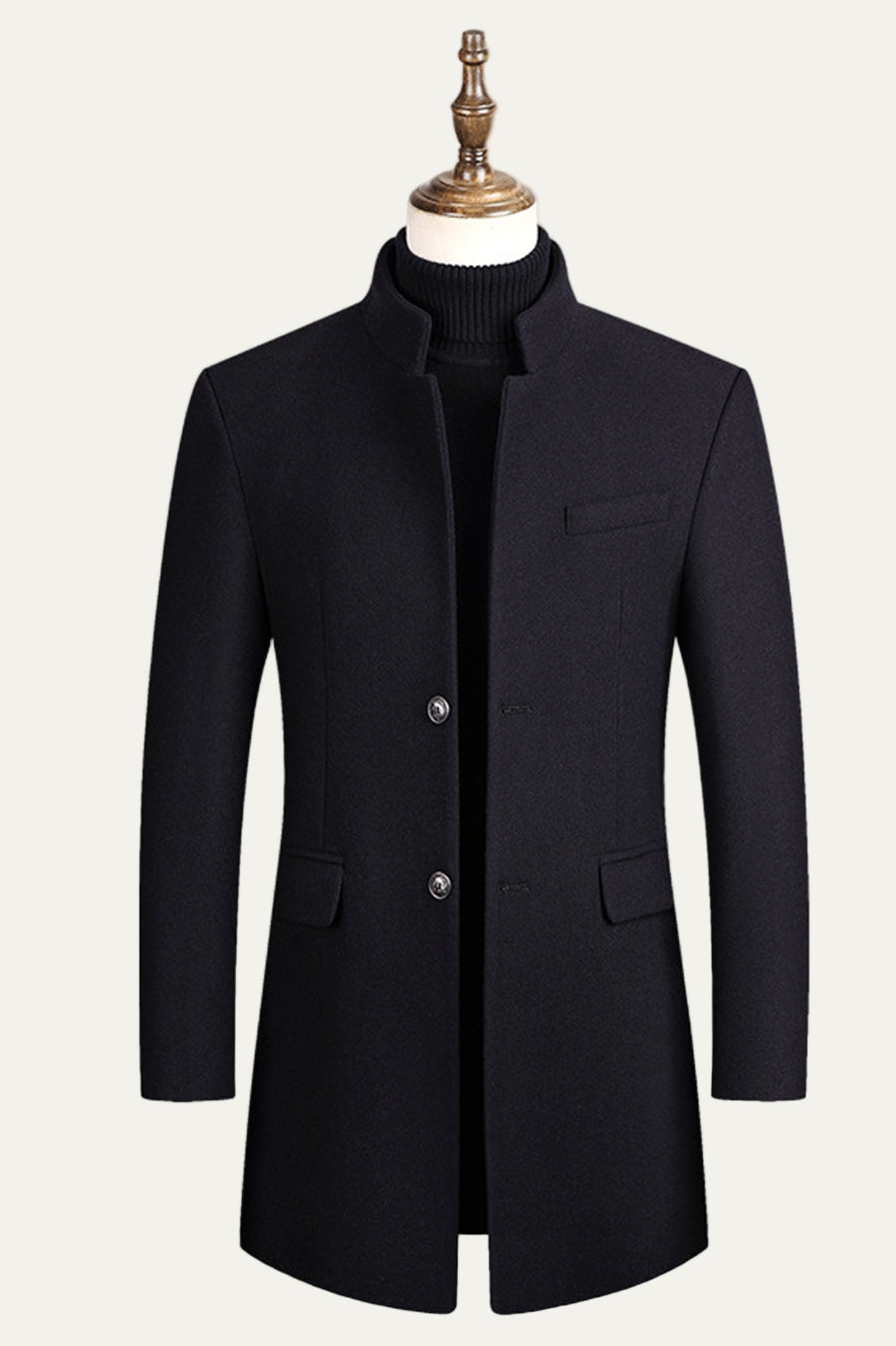 VogeLuxe | Men’s Slim Mandarin Collar Tailored Coat 4
