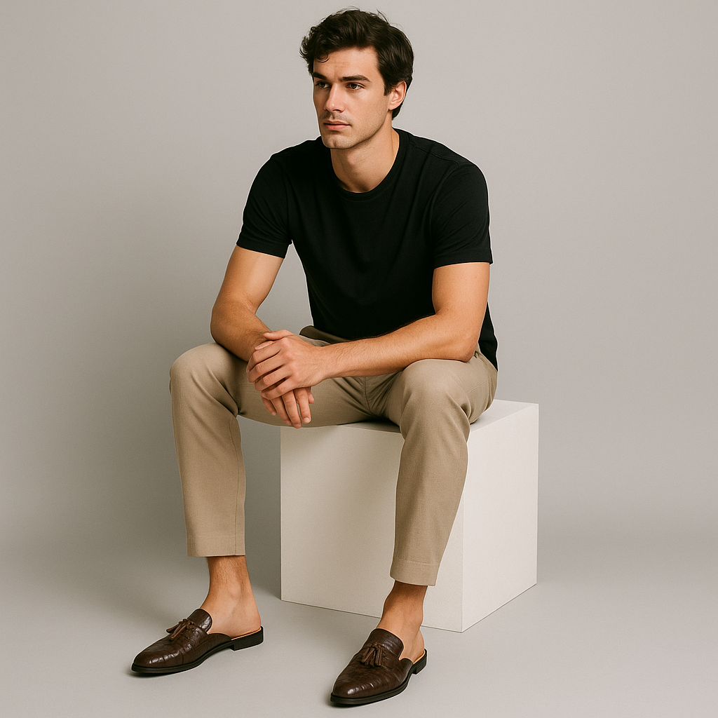 VogeLuxe | Men’s Slip-On Mule with Crocodile Texture 5