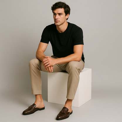 VogeLuxe | Men’s Slip-On Mule with Crocodile Texture 5