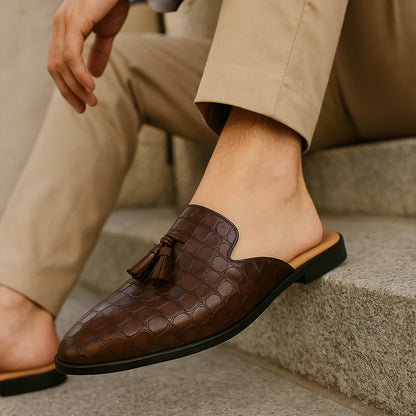 VogeLuxe | Men’s Slip-On Mule with Crocodile Texture 7