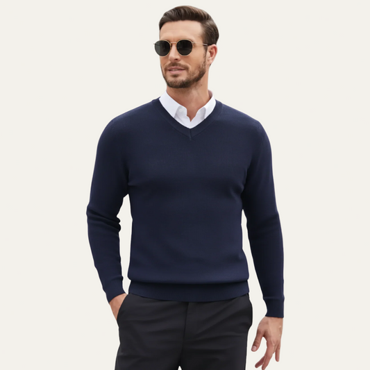 VogeLuxe | Men’s Smooth-Knit V-Neck Sweater 0