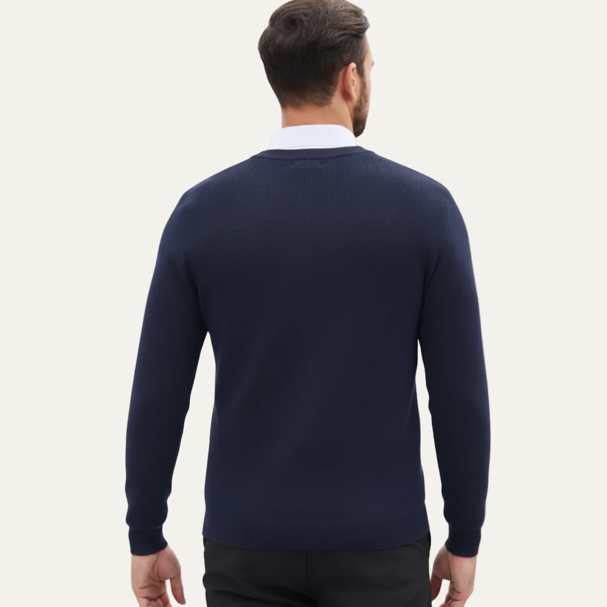 VogeLuxe | Men’s Smooth-Knit V-Neck Sweater 1