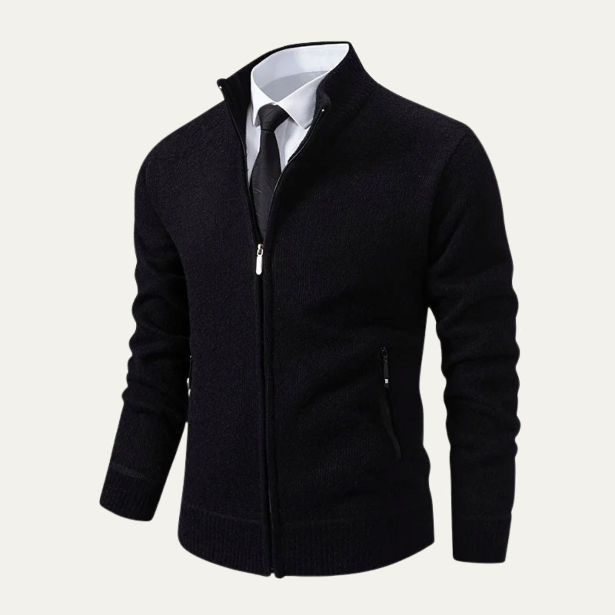VogeLuxe | Men’s Smooth Knit Full-Zip Cardigan 1