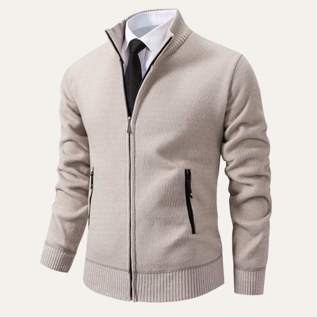 VogeLuxe | Men’s Smooth Knit Full-Zip Cardigan 4