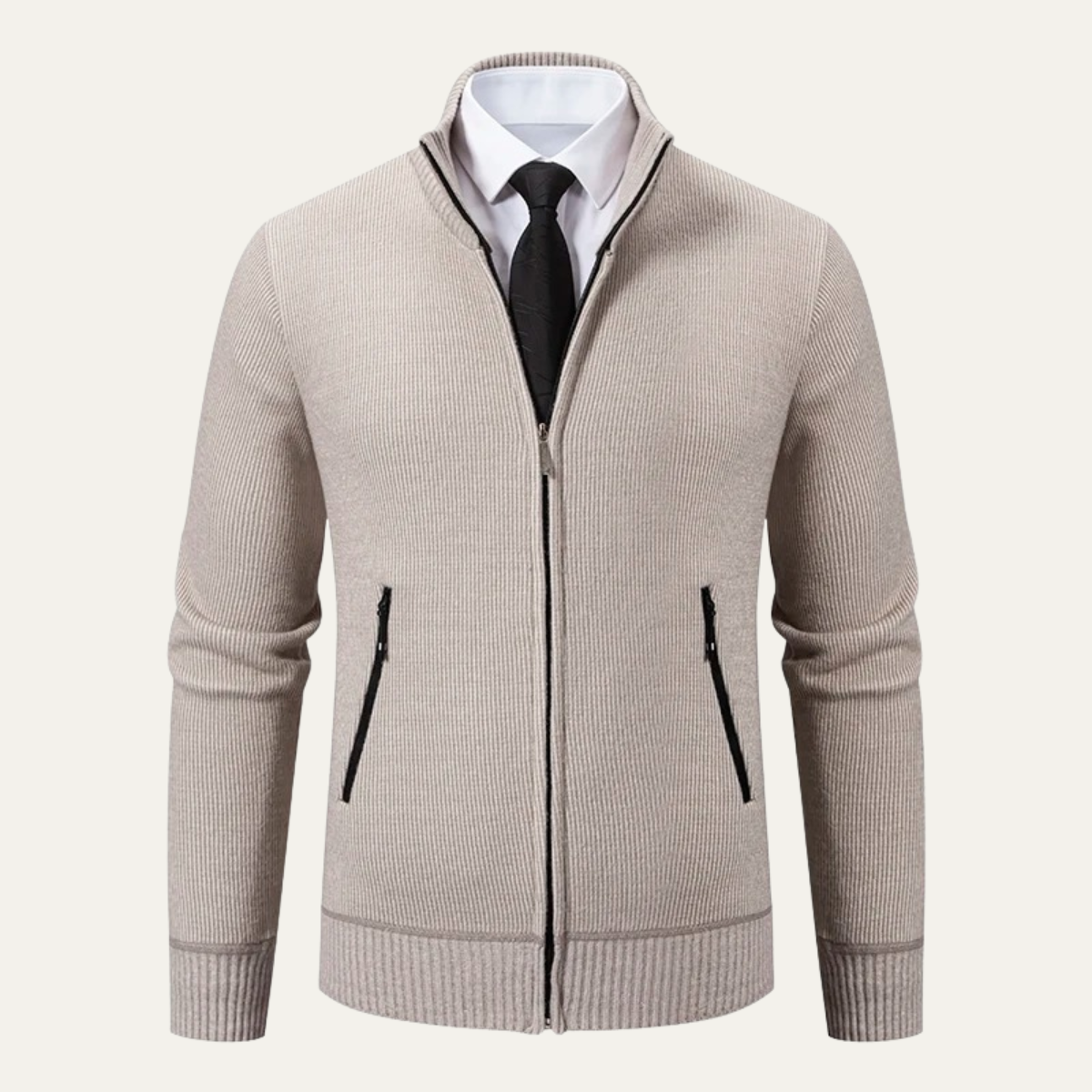 VogeLuxe | Men’s Smooth Knit Full-Zip Cardigan 7
