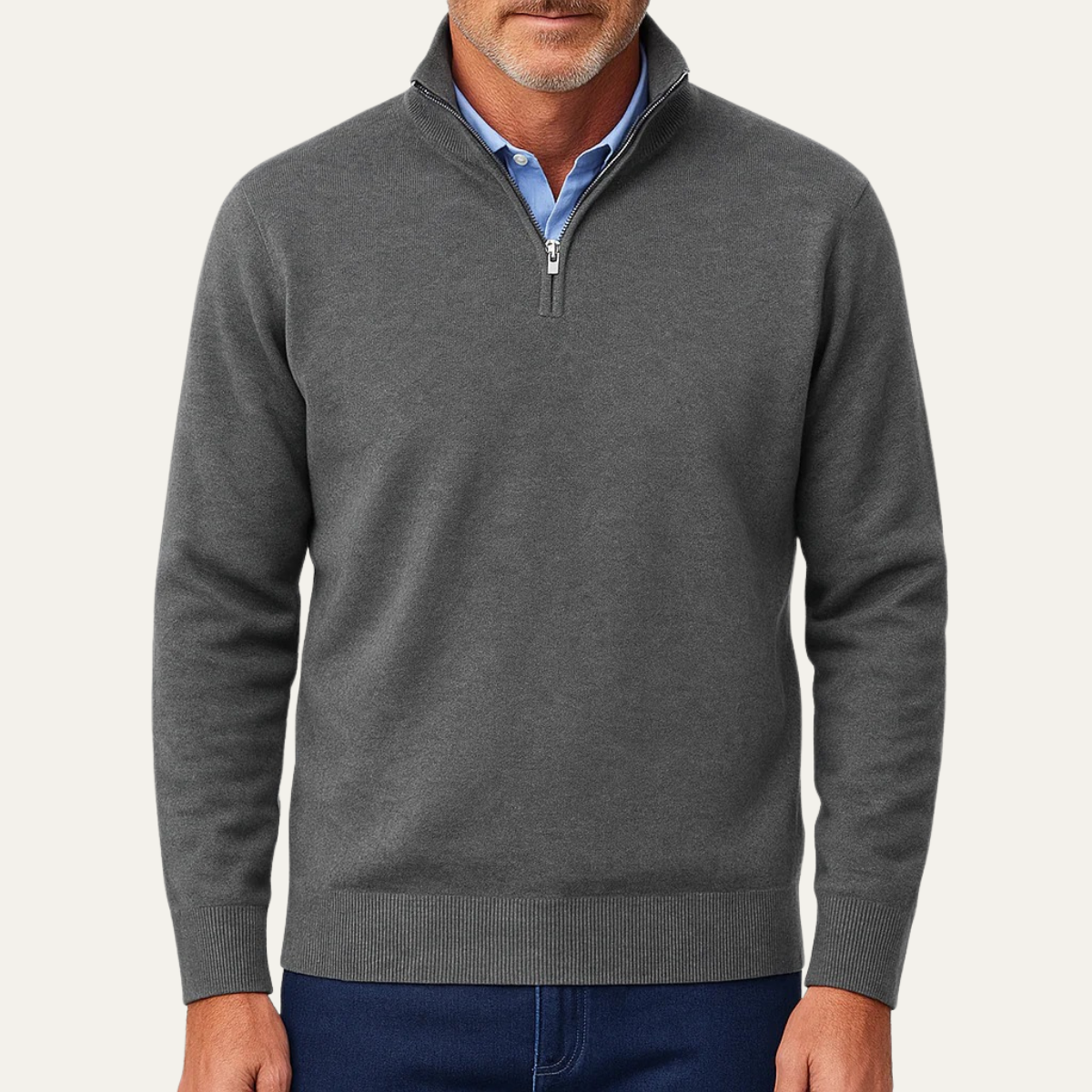 VogeLuxe | Men’s Smooth Knit Quarter-Zip Sweater 0