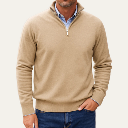 VogeLuxe | Men’s Smooth Knit Quarter-Zip Sweater 3