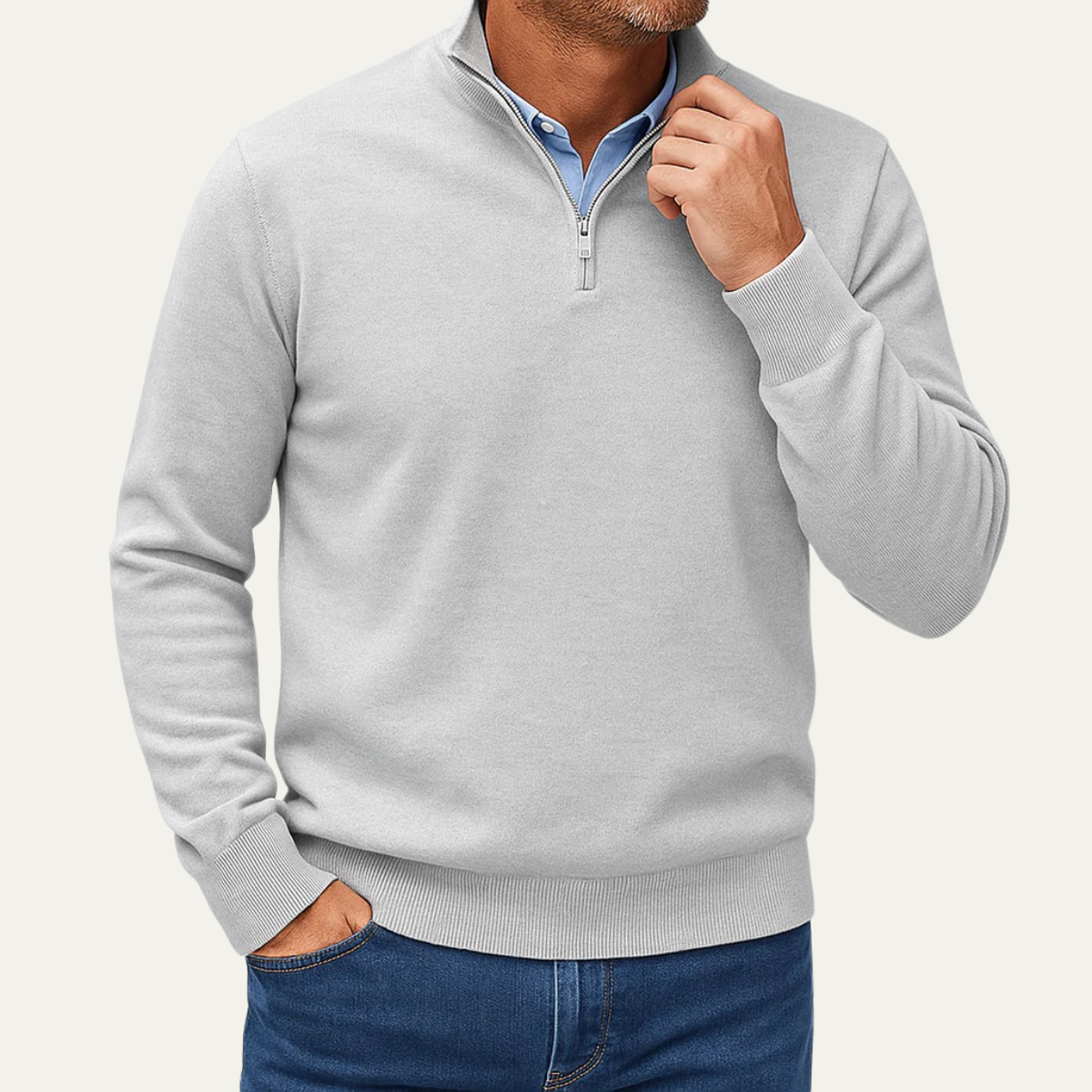 VogeLuxe | Men’s Smooth Knit Quarter-Zip Sweater 5