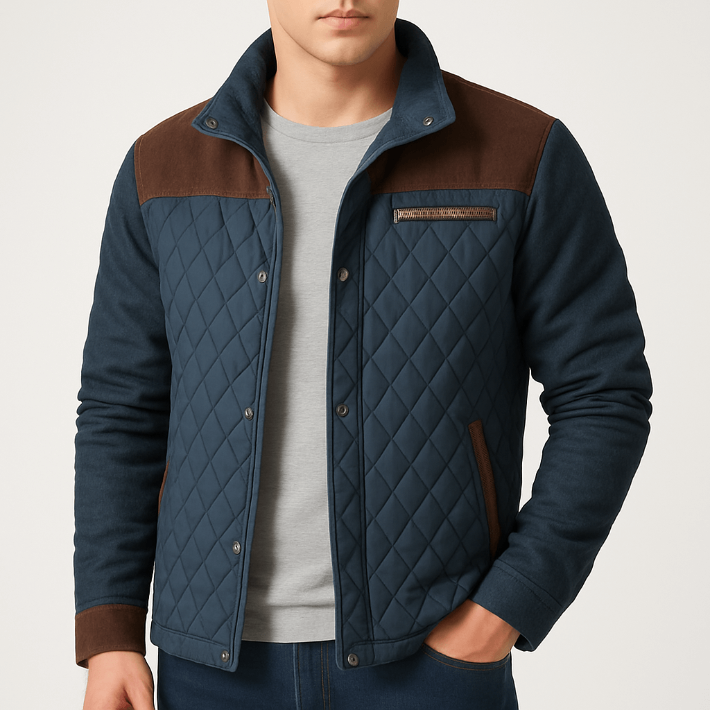 VogeLuxe | Men’s Snap-Front Quilted Knit Jacket 0