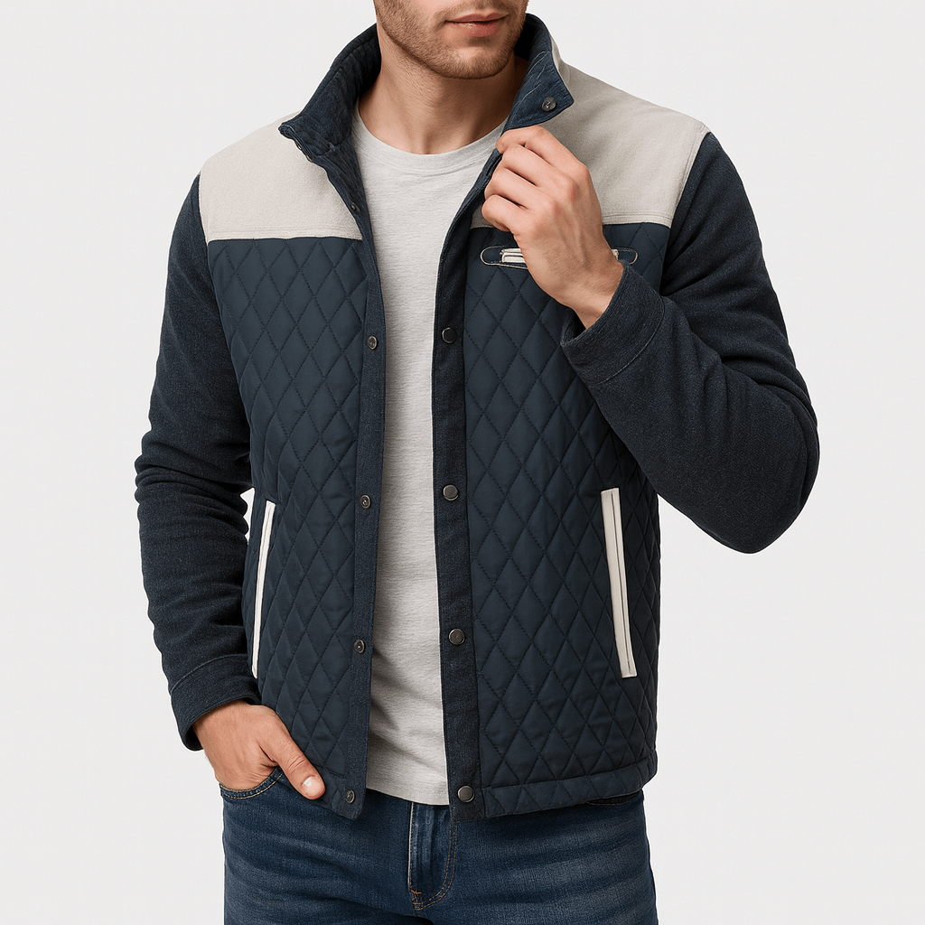 VogeLuxe | Men’s Snap-Front Quilted Knit Jacket 1