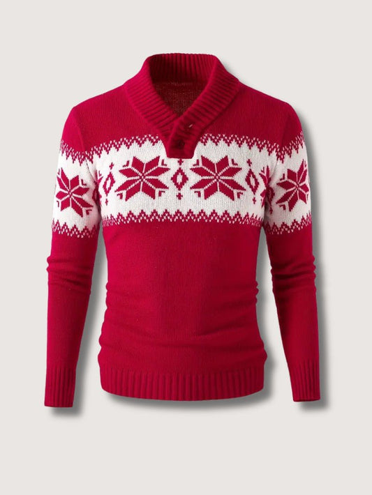 VogeLuxe | Men’s Snowflake Shawl Collar Sweater 0