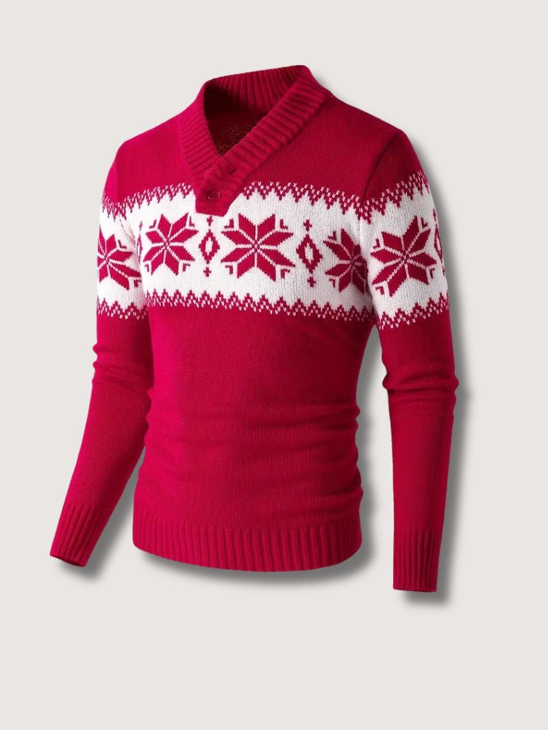 VogeLuxe | Men’s Snowflake Shawl Collar Sweater 1