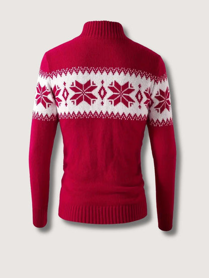 VogeLuxe | Men’s Snowflake Shawl Collar Sweater 2
