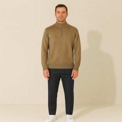 VogeLuxe | Men’s Solid Quarter-Zip Sweater with Mock Neck 4